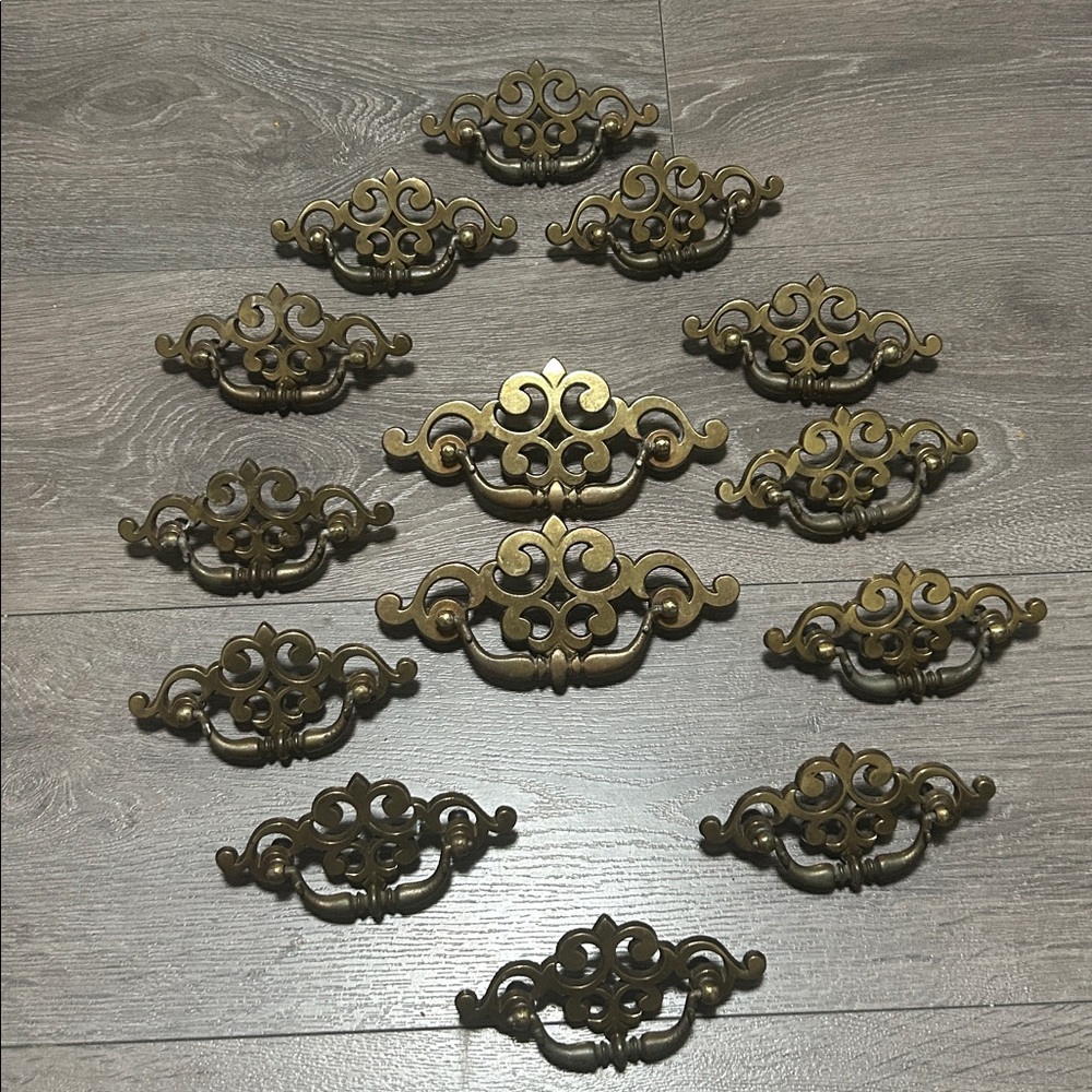 14 Vintage Chippendale Brass Brass Handles